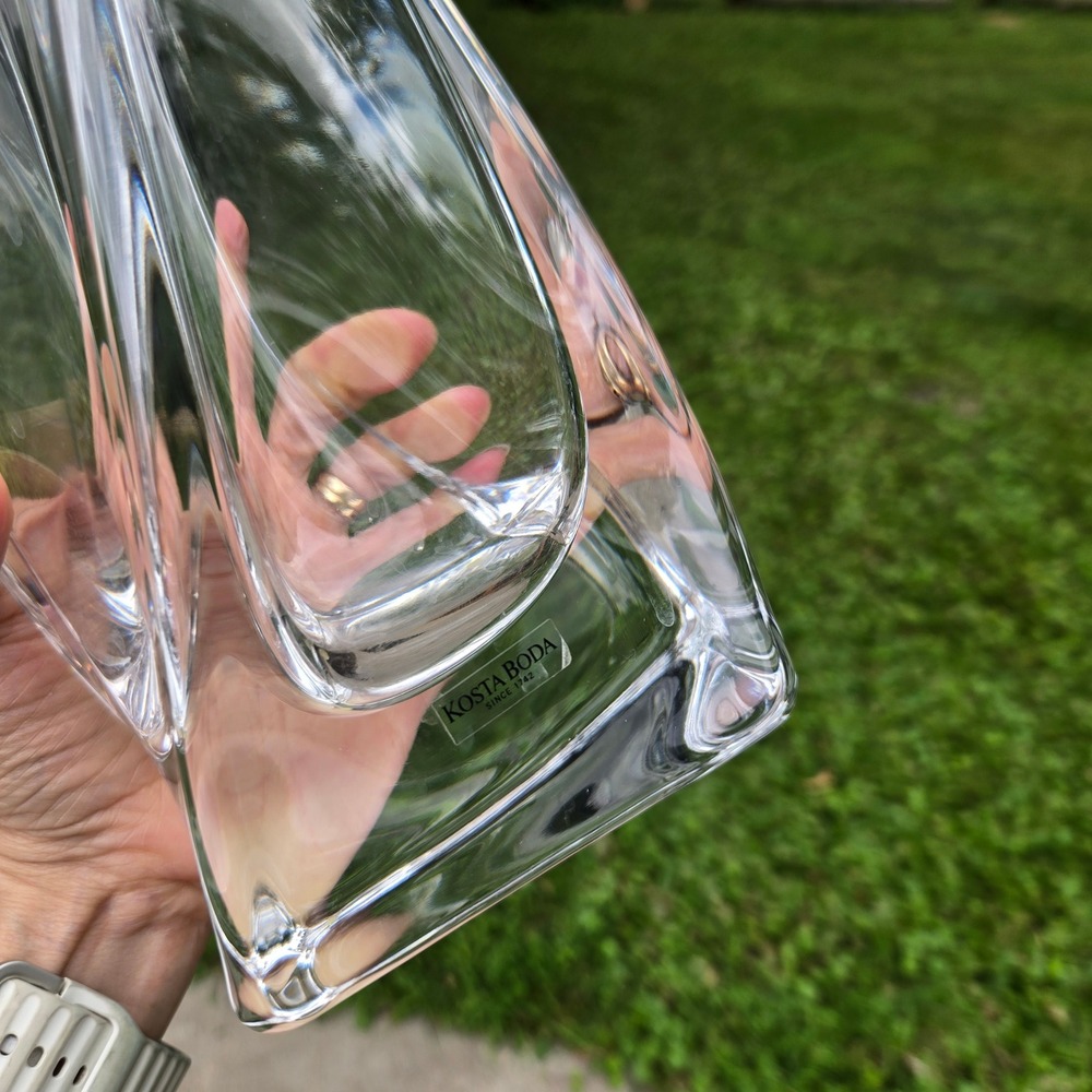 Kosta Boda Vase Goran Warff Twisted Art Glass Signed Swedish Crystal 7-9" Modern - Picture 3 of 10